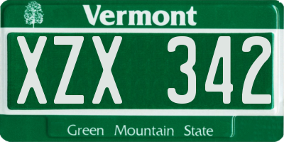 VT license plate XZX342