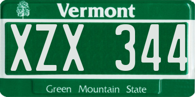 VT license plate XZX344