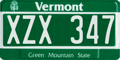 VT license plate XZX347
