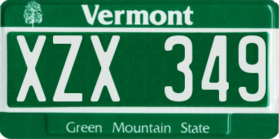 VT license plate XZX349