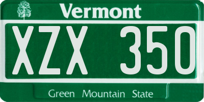 VT license plate XZX350