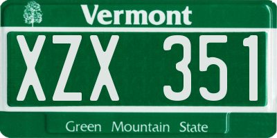 VT license plate XZX351