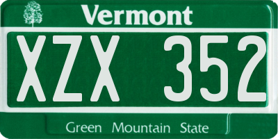 VT license plate XZX352