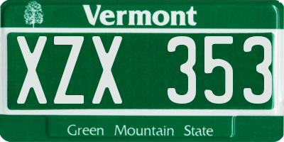 VT license plate XZX353
