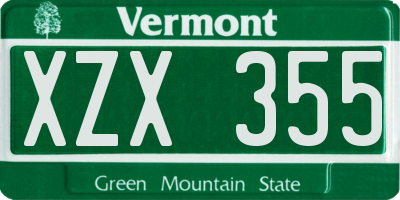 VT license plate XZX355