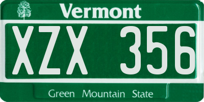 VT license plate XZX356