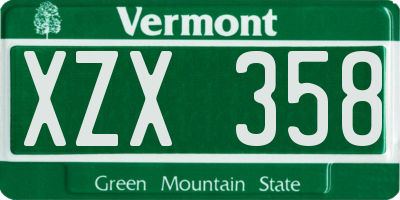 VT license plate XZX358