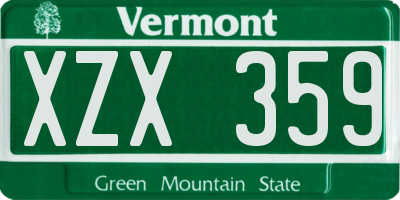VT license plate XZX359