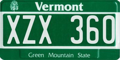 VT license plate XZX360