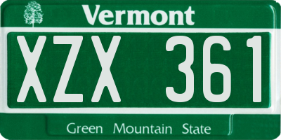 VT license plate XZX361