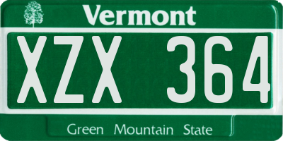 VT license plate XZX364