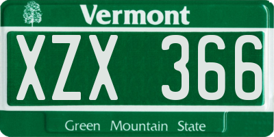 VT license plate XZX366
