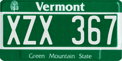 VT license plate XZX367