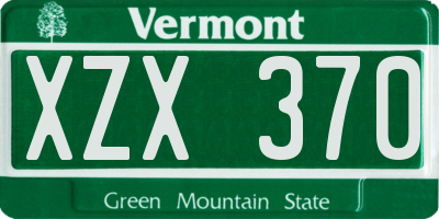 VT license plate XZX370