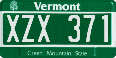 VT license plate XZX371