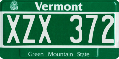 VT license plate XZX372