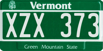 VT license plate XZX373