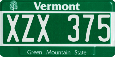 VT license plate XZX375