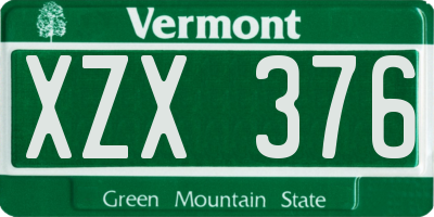 VT license plate XZX376
