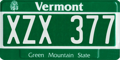 VT license plate XZX377