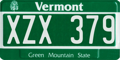VT license plate XZX379