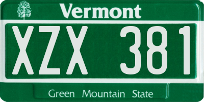 VT license plate XZX381
