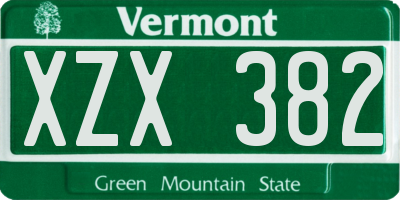 VT license plate XZX382