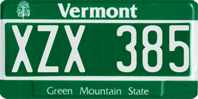 VT license plate XZX385