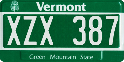 VT license plate XZX387