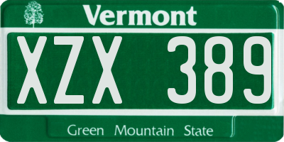 VT license plate XZX389