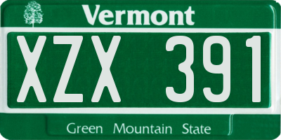 VT license plate XZX391