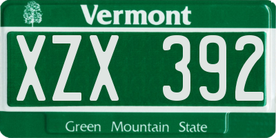 VT license plate XZX392