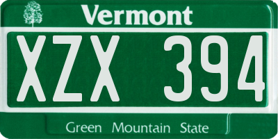 VT license plate XZX394
