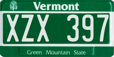 VT license plate XZX397
