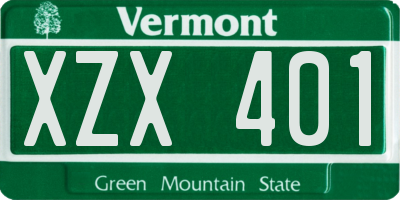 VT license plate XZX401