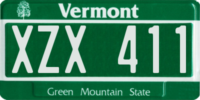 VT license plate XZX411