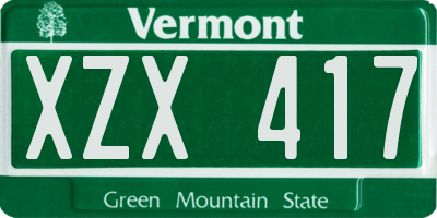 VT license plate XZX417
