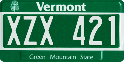 VT license plate XZX421