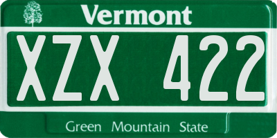 VT license plate XZX422