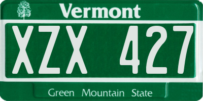 VT license plate XZX427
