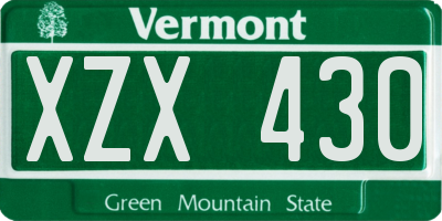 VT license plate XZX430