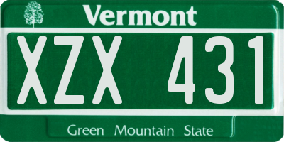 VT license plate XZX431