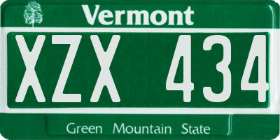 VT license plate XZX434