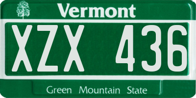 VT license plate XZX436