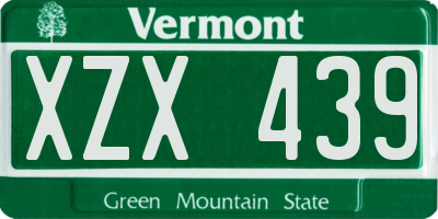VT license plate XZX439