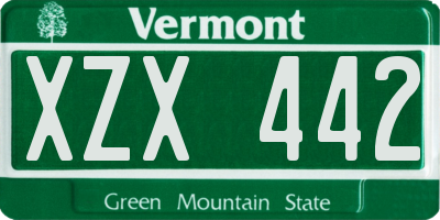 VT license plate XZX442