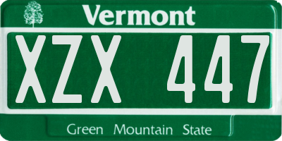VT license plate XZX447