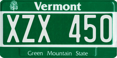 VT license plate XZX450