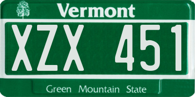 VT license plate XZX451
