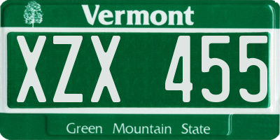 VT license plate XZX455